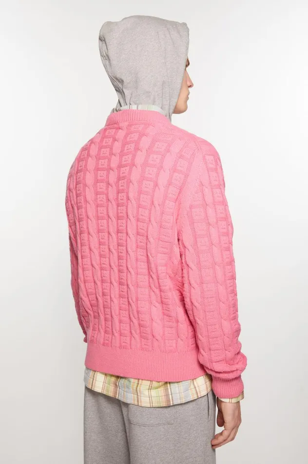 Acne Studios Cable Wool Jumper Tango Pink Women Knitwear