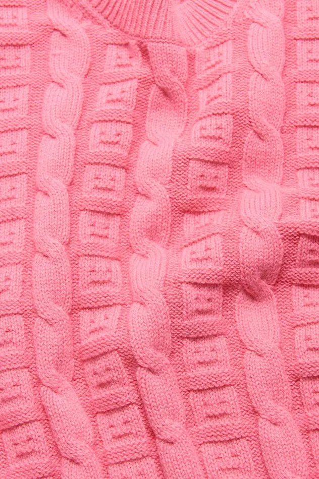 Acne Studios Cable Wool Jumper Tango Pink Women Knitwear