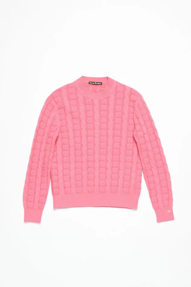 Acne Studios Cable Wool Jumper Tango Pink Women Knitwear