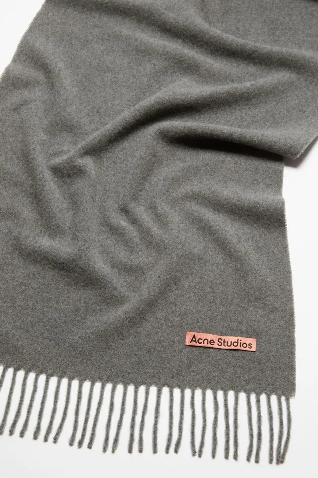 Acne Studios Cashmere Fringe Scarf 8211 Narrow Grey Melange Women Scarves
