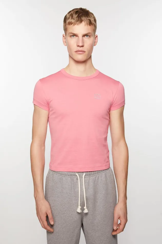 Acne Studios Crew Neck Tshirt 8211 Fitted Fit Tango Pink Men Tshirts
