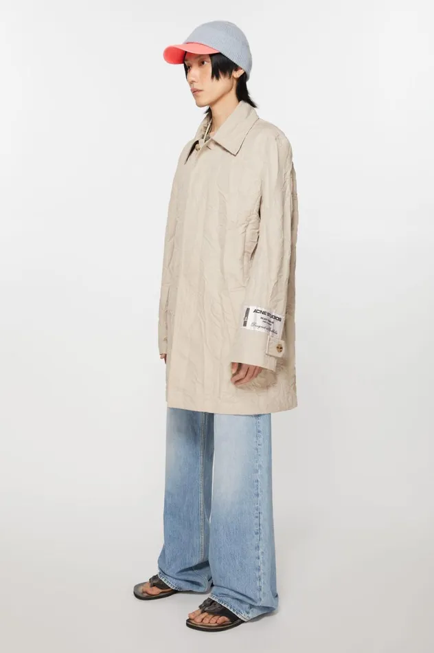 Acne Studios Crinkled Trench Coat Light Beige Men Outerwear