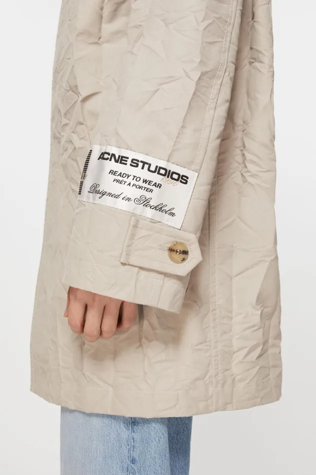 Acne Studios Crinkled Trench Coat Light Beige Men Outerwear