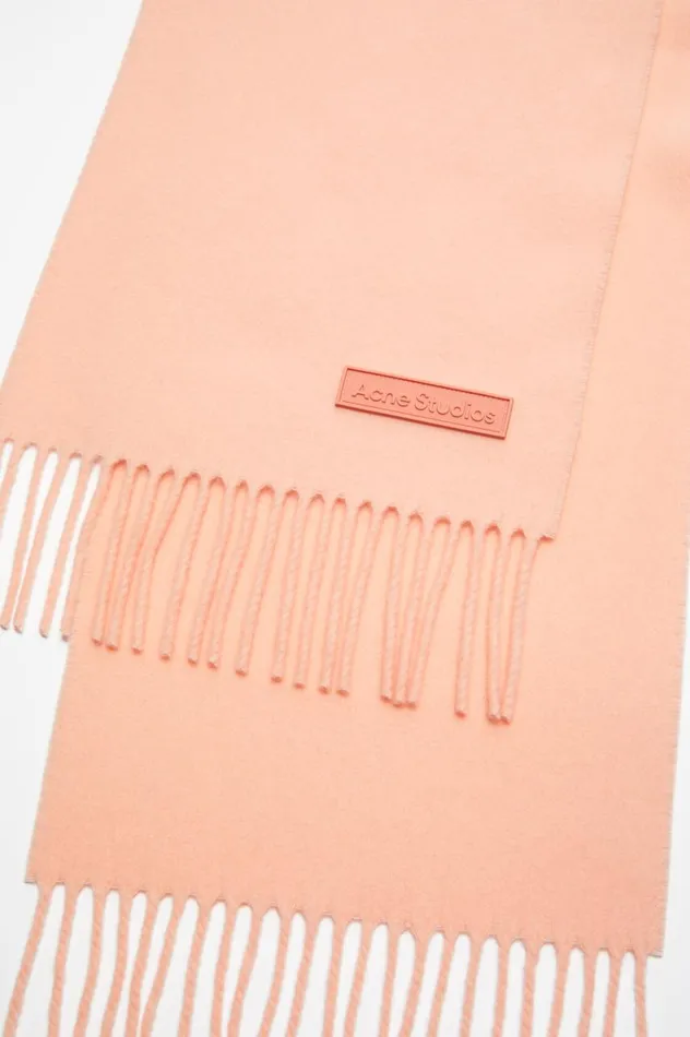 Acne Studios Fringe Wool Scarf 8211 Narrow Peach Pink Women Scarves