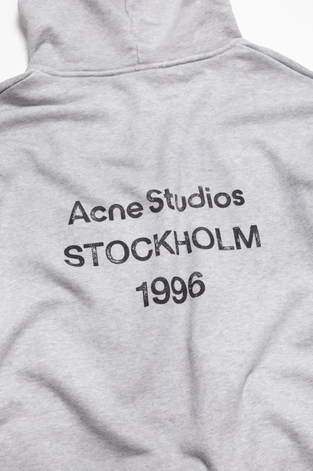 Acne Studios Logo Hooded Sweater Pale Grey Melange Women Sweatshirts