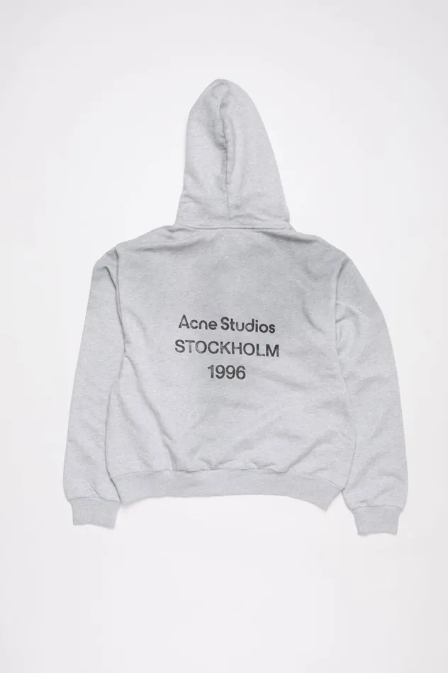 Acne Studios Logo Hooded Sweater Pale Grey Melange Women Sweatshirts