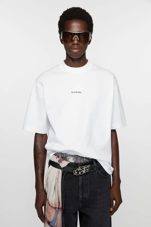 Acne Studios Logo Tshirt Optic White Men Tshirts