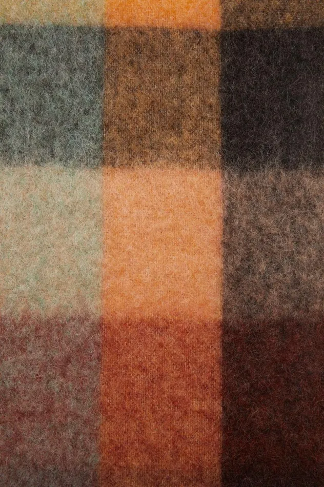 Acne Studios Mohair Checked Scarf Chestnut Brownyellowgreen Men Scarves