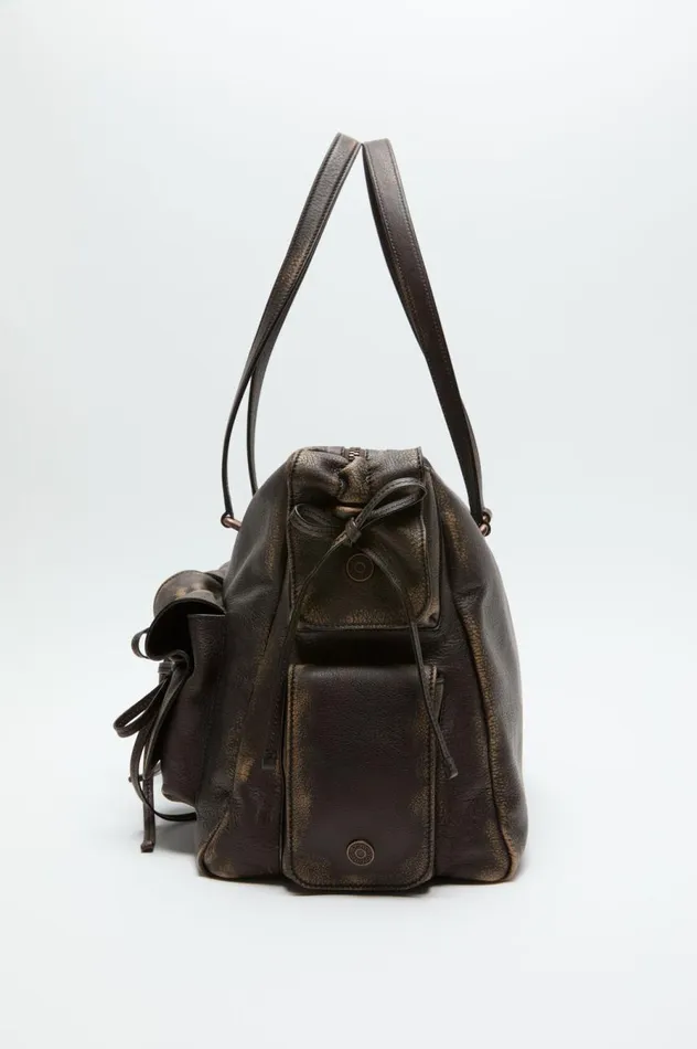 Acne Studios Multipocket Tote Bag Dark Brownbeige Women Bags