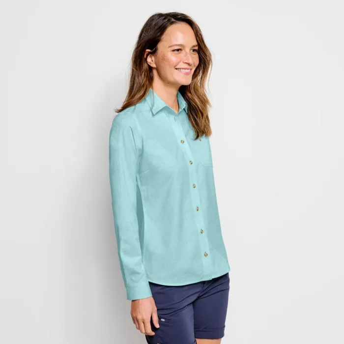 Active Women Orvis Womens LongSleeved Tech Chambray Work Shirt Blue Chambray