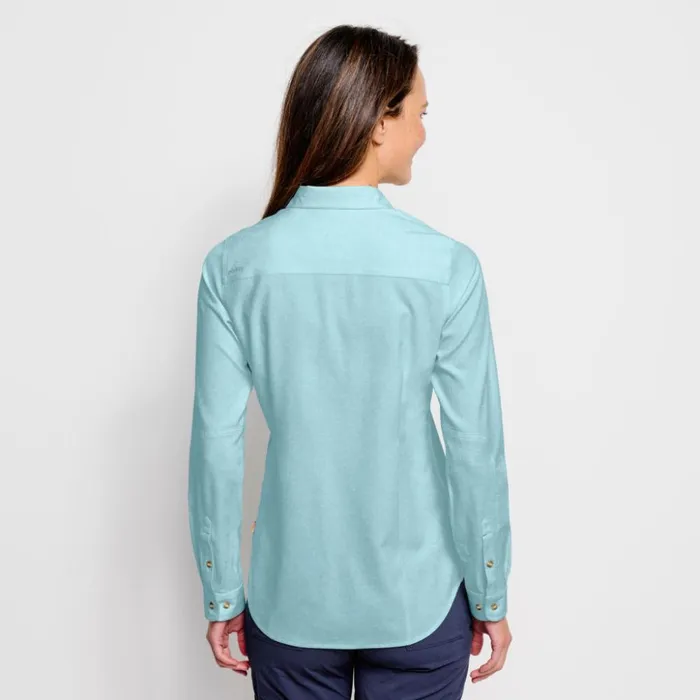 Active Women Orvis Womens LongSleeved Tech Chambray Work Shirt Blue Chambray