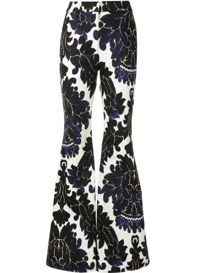 Adam Lippes Pants Flare Pant In Printed Twill Royal Blue Damask 8211 Women