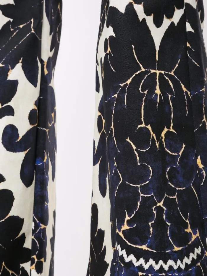 Adam Lippes Pants Flare Pant In Printed Twill Royal Blue Damask 8211 Women