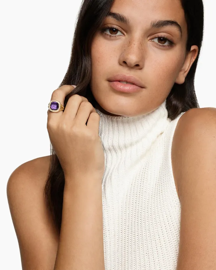 Albion Ring In 18K Yellow Gold With Diamonds 11mm Women David Yurman Statement Albion Ring In 18K Yellow Gold With Diamonds 11mm Women David Yurman Statement