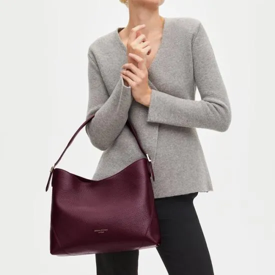 Aspinal Hobo Bag Burgundy Pebble Women Aspinal Of London Tote