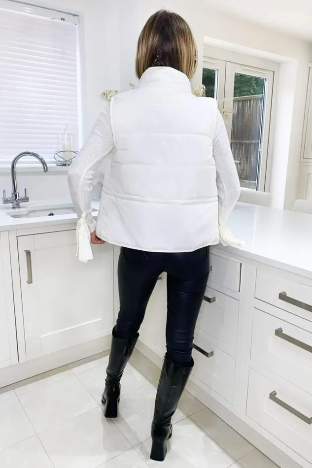 AX Paris Coats 038 Jackets Cream Puffer Gilet