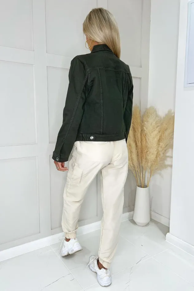 AX Paris Coats 038 Jackets Olive Lightweight Denim Jacket