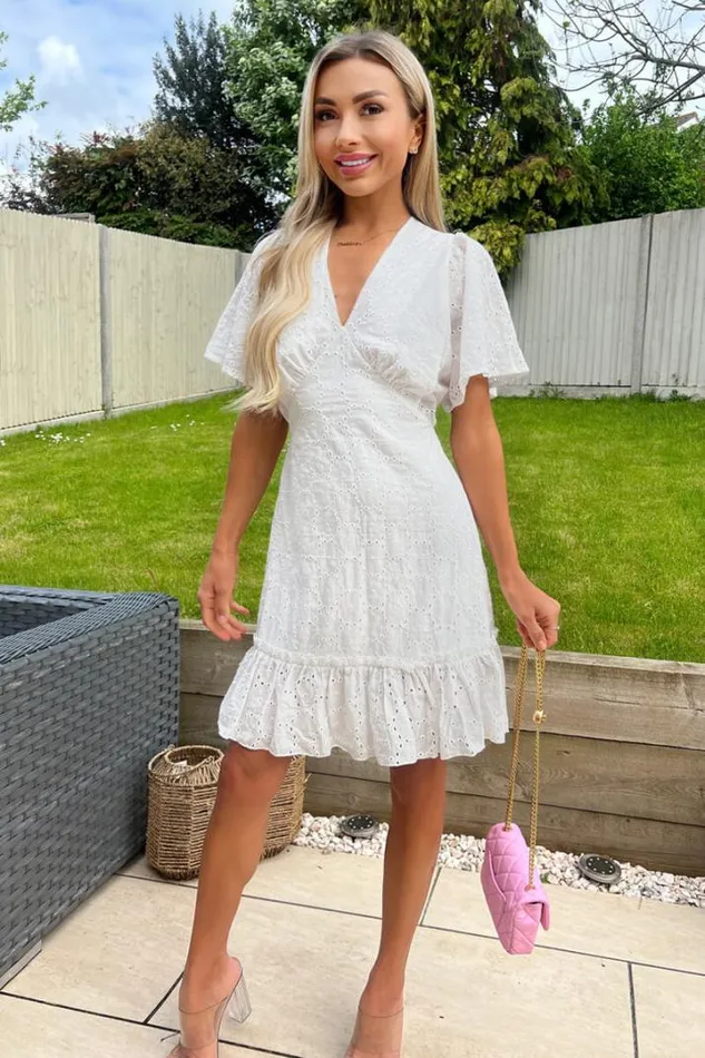 AX Paris Dresses White Broderie Mini Dress