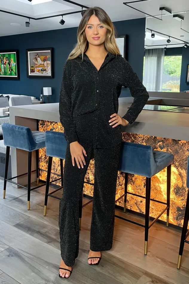 AX Paris Trousers 038 Leggings Black Sparkly Trousers