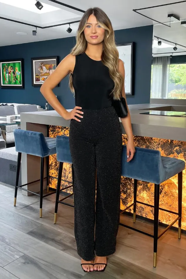 AX Paris Trousers 038 Leggings Black Sparkly Trousers