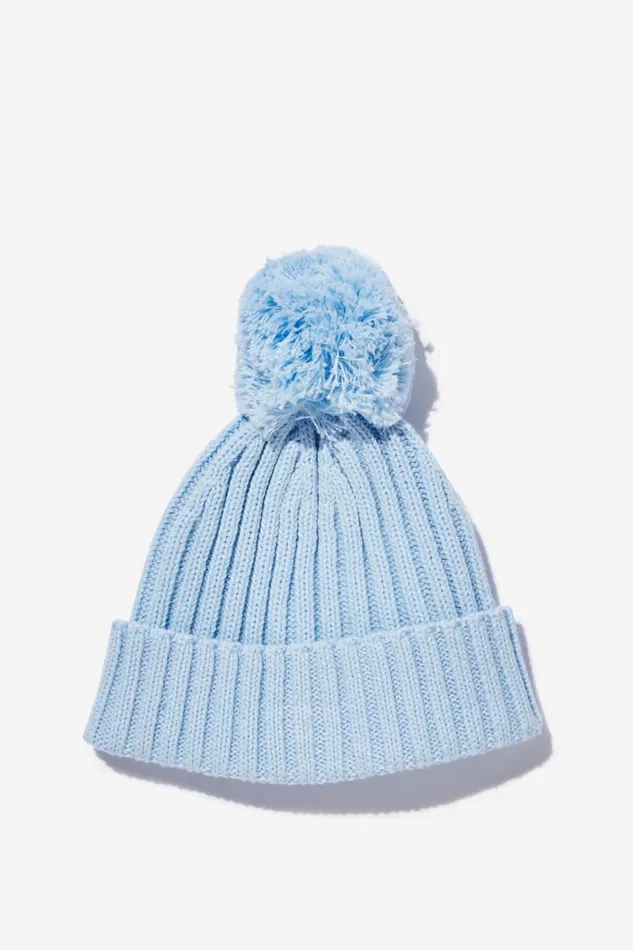 Baby Organic Newborn Cotton On Organic Rib Knit Beanie White Water Blue