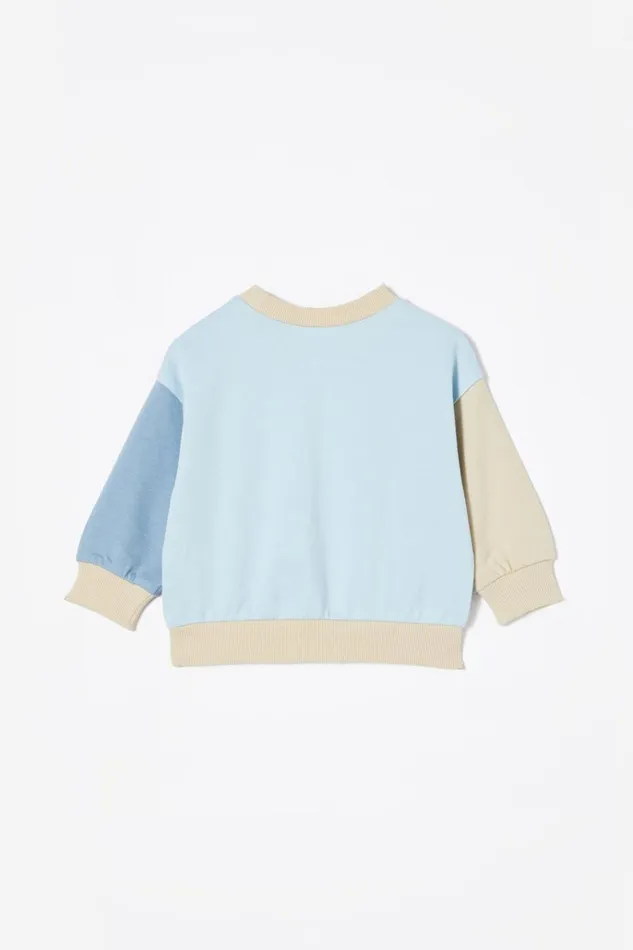 Baby Sweatshirts and Sweatpants Cotton On Alma Drop Shoulder Sweater Frosty Bluehappy Colourblock Baby Sweatshirts and Sweatpants Cotton On Alma Drop Shoulder Sweater Frosty Bluehappy Colourblock