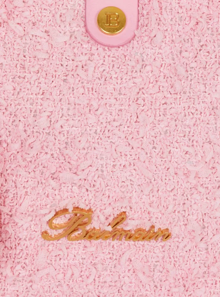 Balmain Grocery Bags Women Mini BArmy Grocery Bag In Tweed Pink