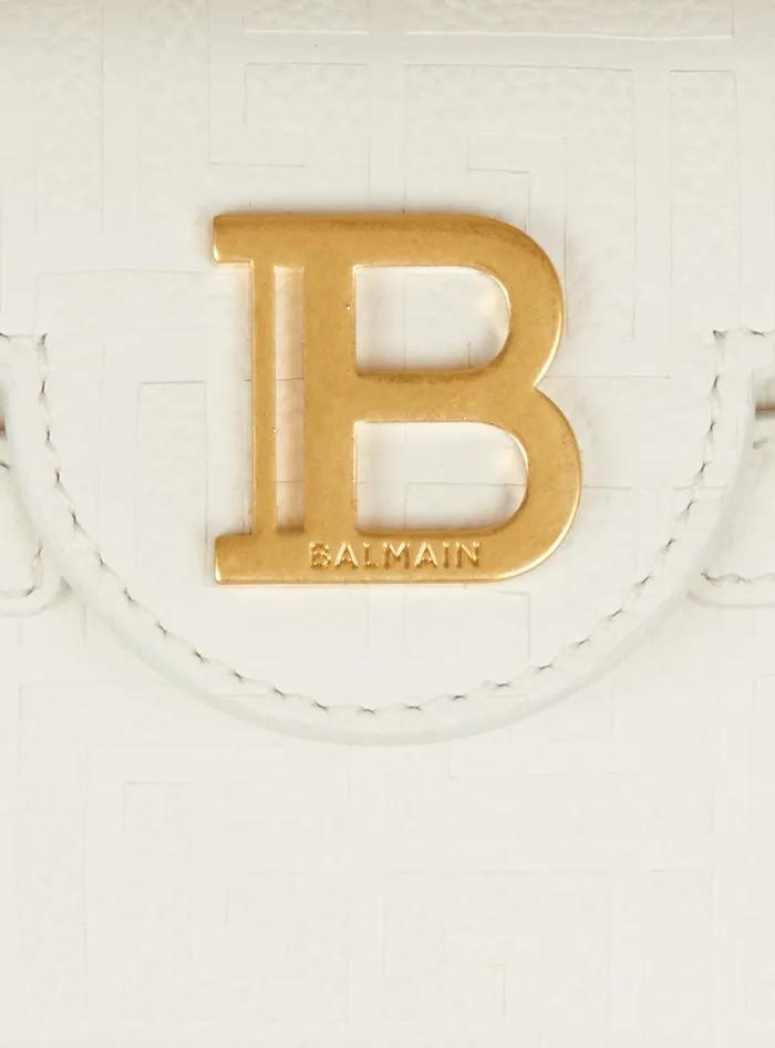 Balmain Handbags Women BBuzz 19 Monogram Grained Leather Bag Beige