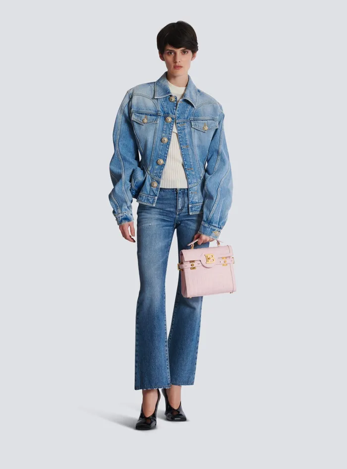 Balmain Handbags Women BBuzz 23 Bag In Grained PB Labyrinth Leather Pink