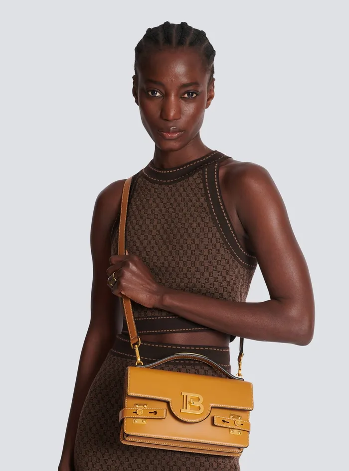 Balmain Handbags Women Smooth Leather BBuzz Shoulder 24 Bag Brown