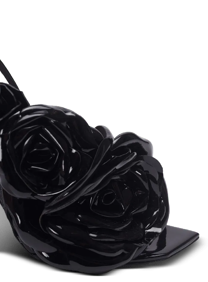 Balmain High Heels and Pumps Women Patent Leather Eden Sandals With Flowers Black