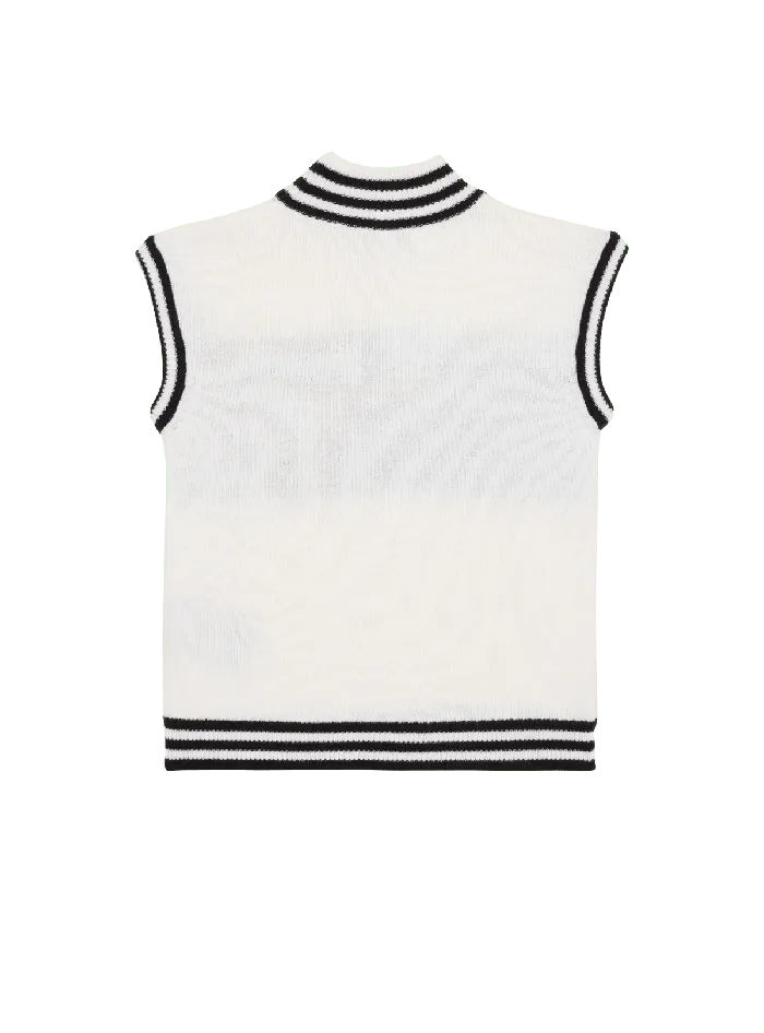 Balmain Kids Sleeveless Knitted Paris Jumper Black