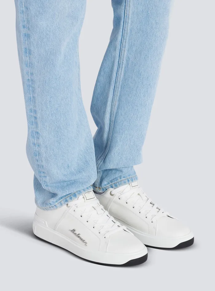 Balmain Sneakers Men Calfskin BCourt Sneakers With Logo White