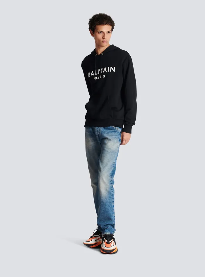 Balmain Sweatshirts Men Printed Paris Hoodie Black