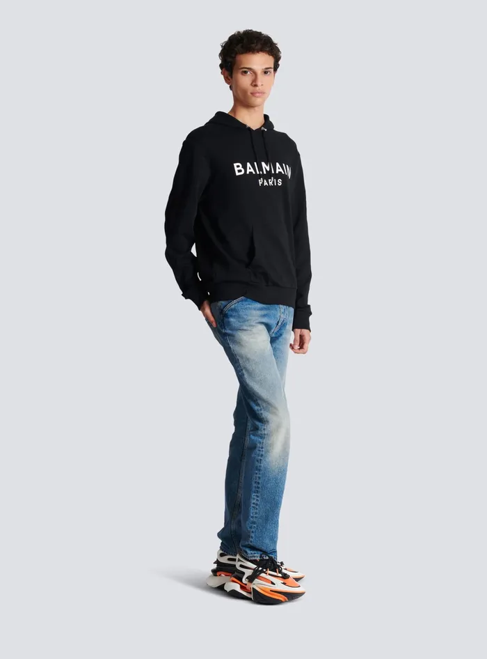Balmain Sweatshirts Men Printed Paris Hoodie Black