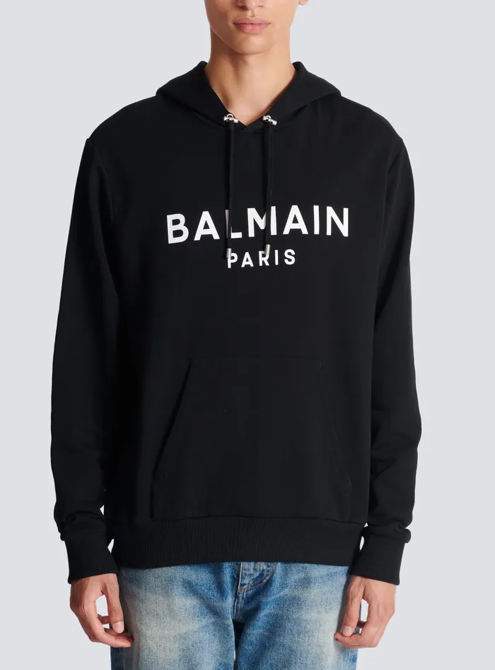Balmain Sweatshirts Men Printed Paris Hoodie Black