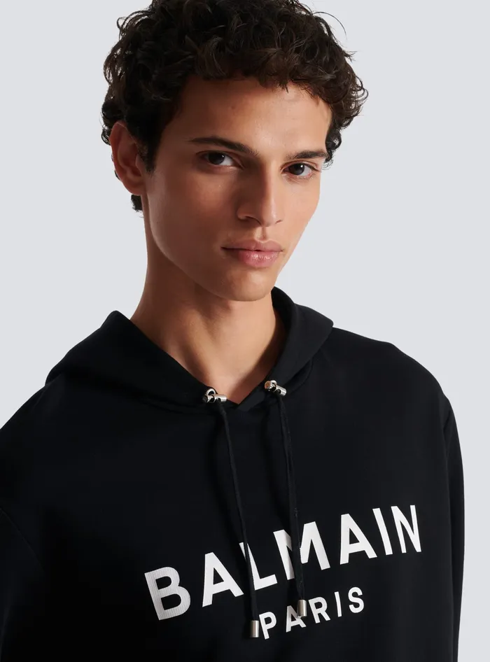Balmain Sweatshirts Men Printed Paris Hoodie Black