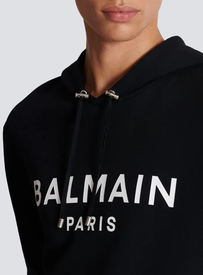 Balmain Sweatshirts Men Printed Paris Hoodie Black