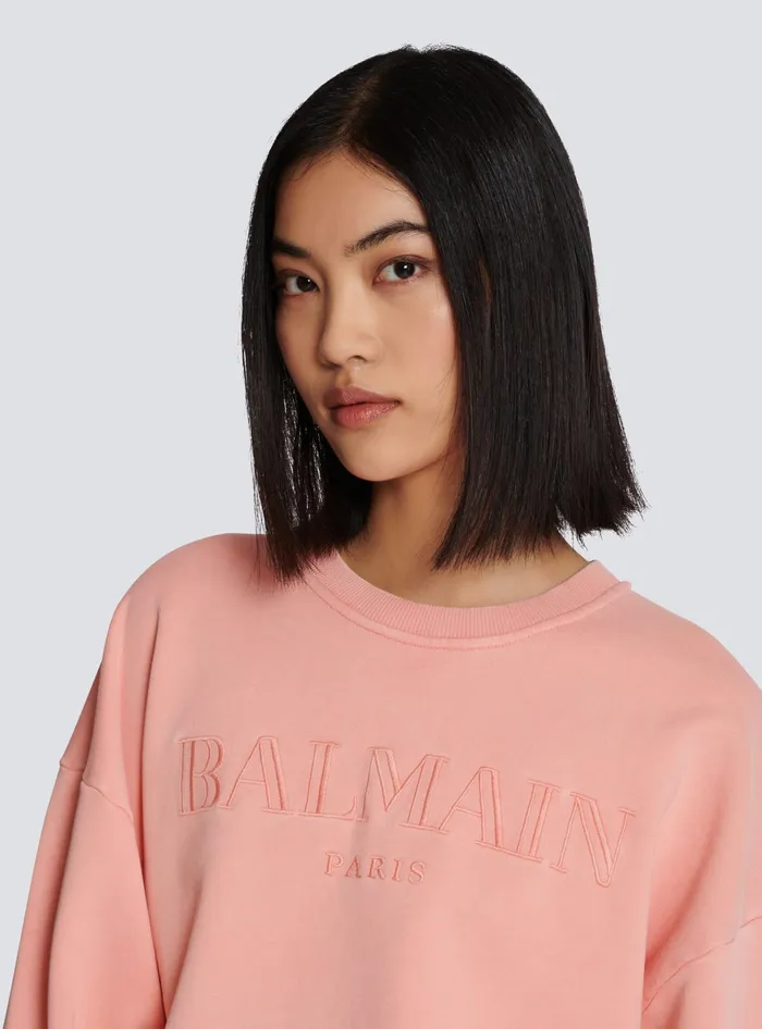 Balmain Sweatshirts Women Sweatshirt With Vintage Embroidery Pink