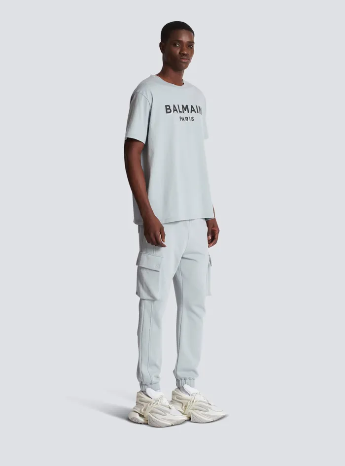Balmain TShirts Men Metallic Flocked Tshirt Grey