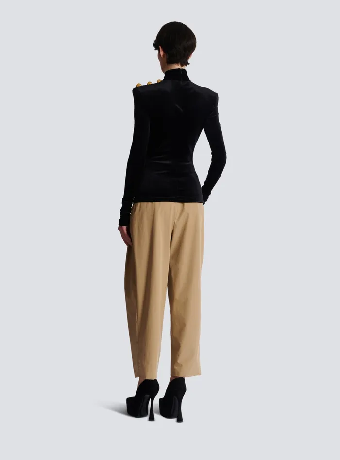 Balmain Tops And Shirts Women Longsleeved Velvet Top Black