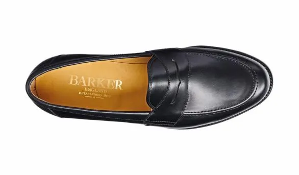 Barker Shoes Portsmouth 8211 Black Calf Penny Loafer Black Calf Penny Loafer Mens