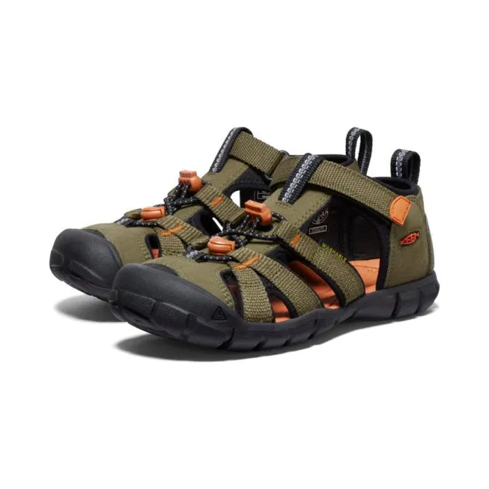 Big Kids039 Seacamp II CNX Dark OliveGold Flame Sandal Kids KEEN Sandals Big Kids039 Seacamp II CNX Dark OliveGold Flame Sandal Kids KEEN Sandals