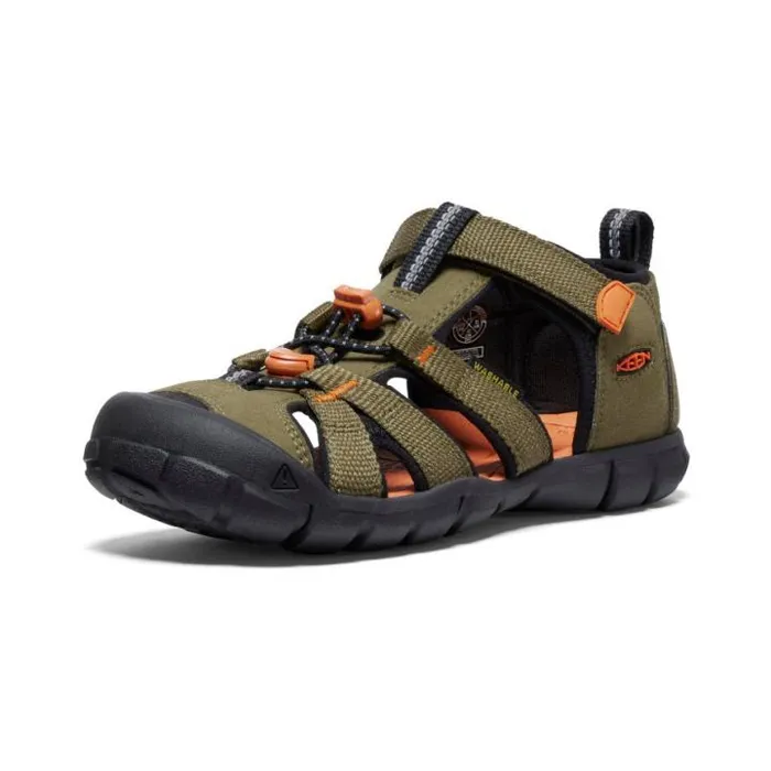 Big Kids039 Seacamp II CNX Dark OliveGold Flame Sandal Kids KEEN Sandals Big Kids039 Seacamp II CNX Dark OliveGold Flame Sandal Kids KEEN Sandals