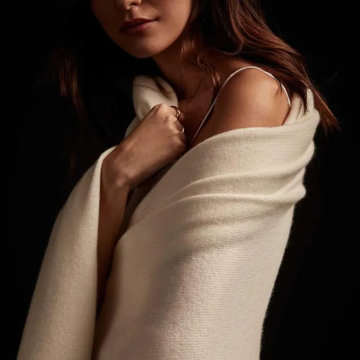 Blankets House James Perse Cashmere Knit Blanket White