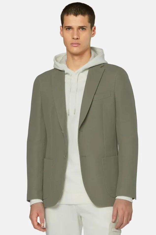 Blazers Men Boggi Milano Green Cotton B Jersey Jacket Green