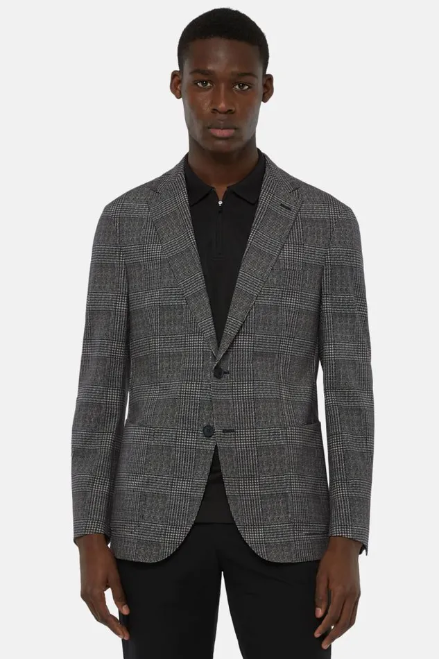 Blazers Men Boggi Milano Grey Printed Houndstooth B Tech Nylon Jacket Grey Blazers Men Boggi Milano Grey Printed Houndstooth B Tech Nylon Jacket Grey