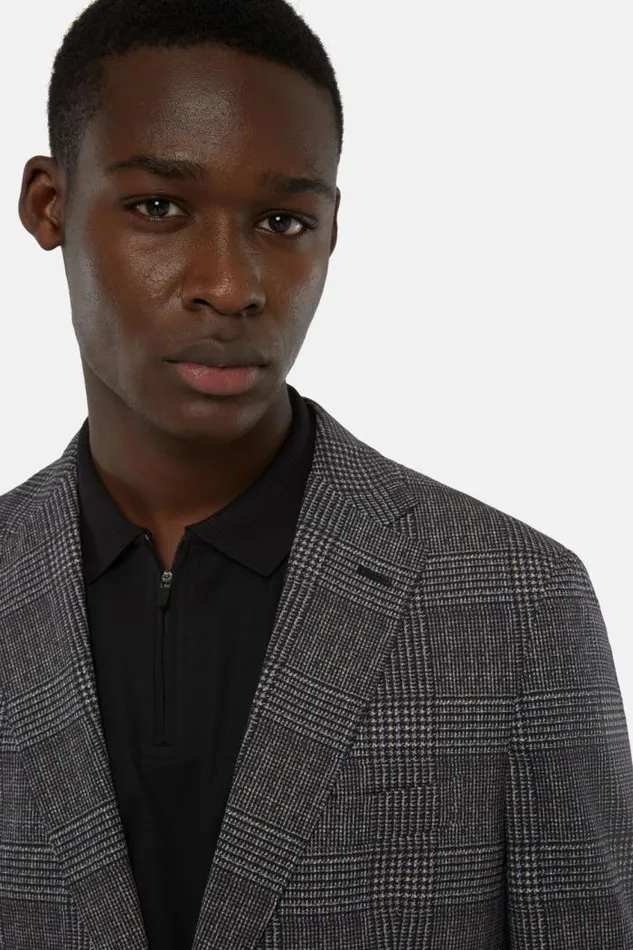 Blazers Men Boggi Milano Grey Printed Houndstooth B Tech Nylon Jacket Grey Blazers Men Boggi Milano Grey Printed Houndstooth B Tech Nylon Jacket Grey