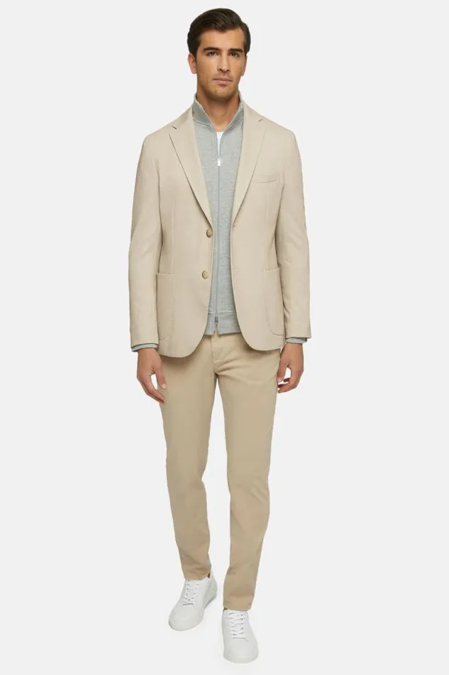 Blazers Men Boggi Milano Jersey Printed Fancy Blazer Beige
