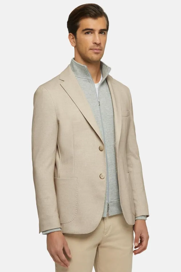 Blazers Men Boggi Milano Jersey Printed Fancy Blazer Beige